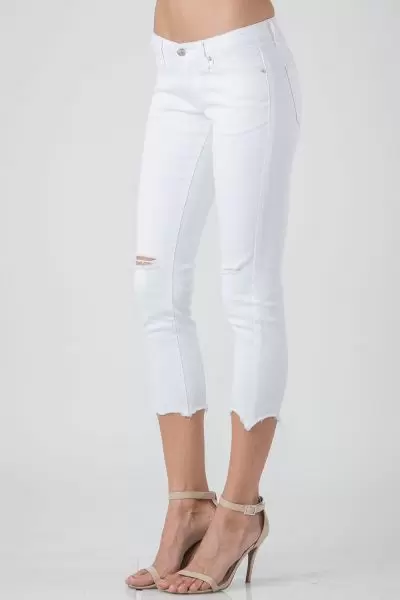 Women White Cropped Skinny Jeans