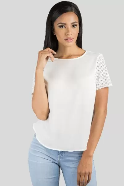 Women White Chiffon Side Slit Shirt