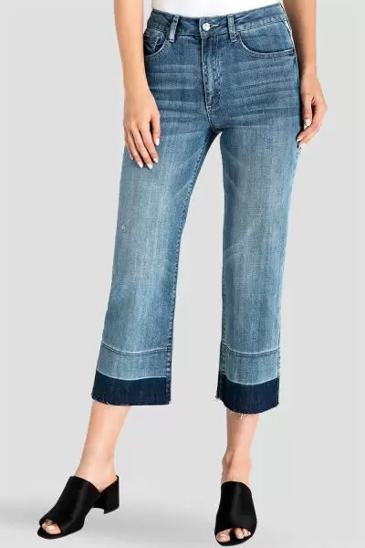 Frayed Raw Hem Cropped Women's Jeans