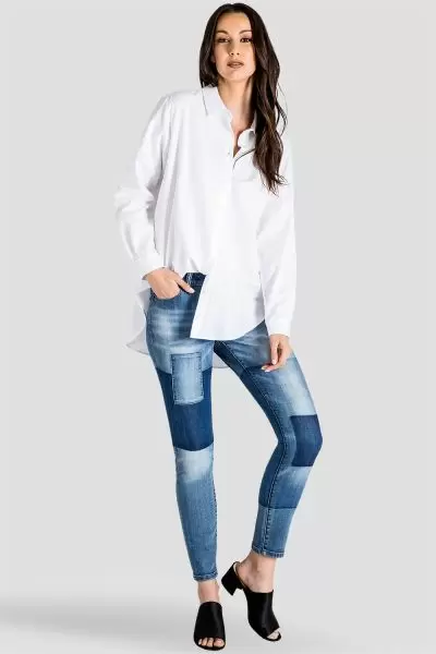 Women's Patchwork Indigo Stretch Skinny Jeans
