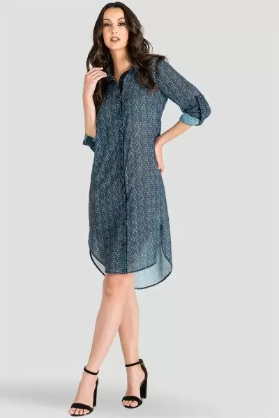 Standards & Practices Snakeskin Chiffon Shirtdress with Sheer Back